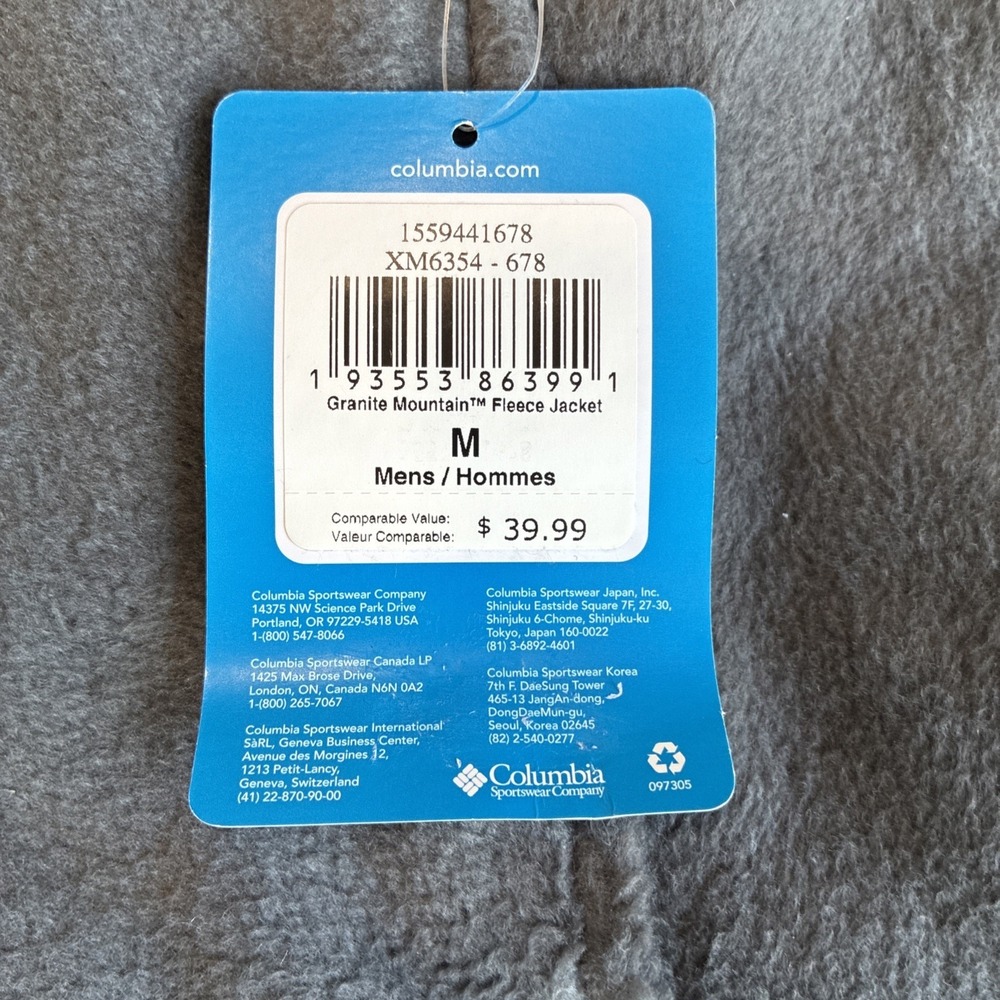 NWT Columbia Granite Mountain Fleece Jacket Men's Medium Full Zip Red Gray - Picture 6 of 9